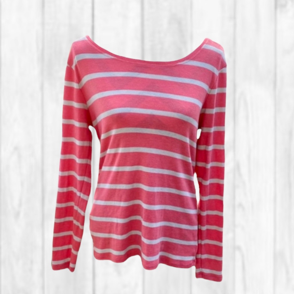 Old Navy Long Sleeve Striped Scoop Neck Everyday Top (L)